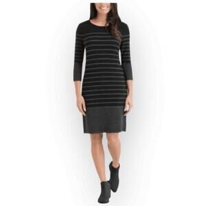 NWT Hilary Radley Black & Grey Stripe Knit Dress – Medium